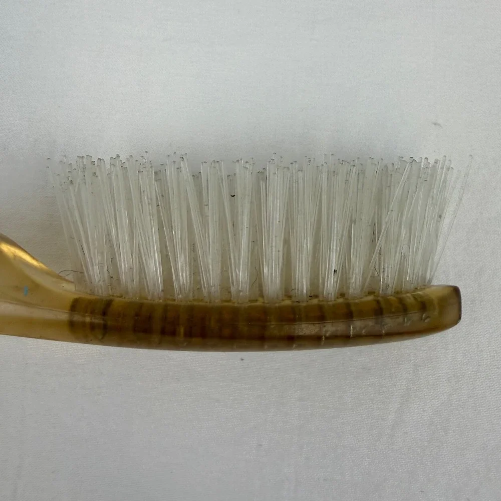 Vintage Avon Hair Brush Amber Faux Tortoise‎ Shell Handle White Bristles 5.75